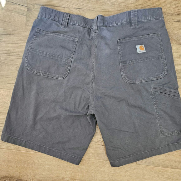 Carhartt Rugged Flex Relaxed Fit Grey Canvas Work Shorts BS2514 Normcore Gorp 42 - Picture 2 of 7